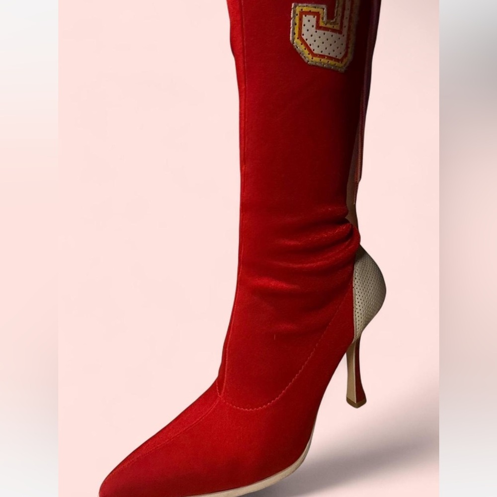 Steve Madden Vintage Hurricane 57 Red and White High Heel Boots